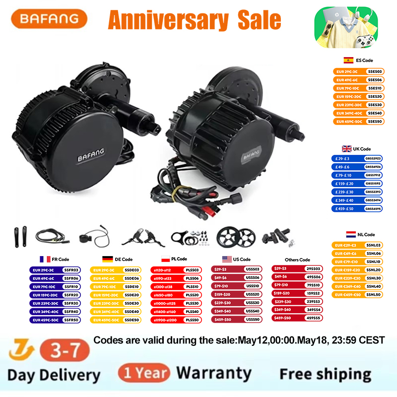 Mid Drive Motor Kit 52V 1000W - Bafang-電動自転車電動キット,ボトムブラケットのモーター,ブラシレスモーター,1000W, 52V, 48V, 68mm, 100mm, 120mm