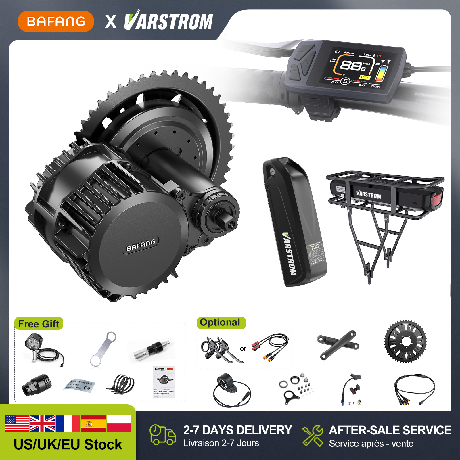 Bafang Bbs02B 48V 750W Mid Drive Kit - 【米国株】Bafang 48Vミッドドライブモーターとバッテリー付き電動自転車変換キット 純正BBS02B 750W BBSHD 1000W電動自転車エンジン