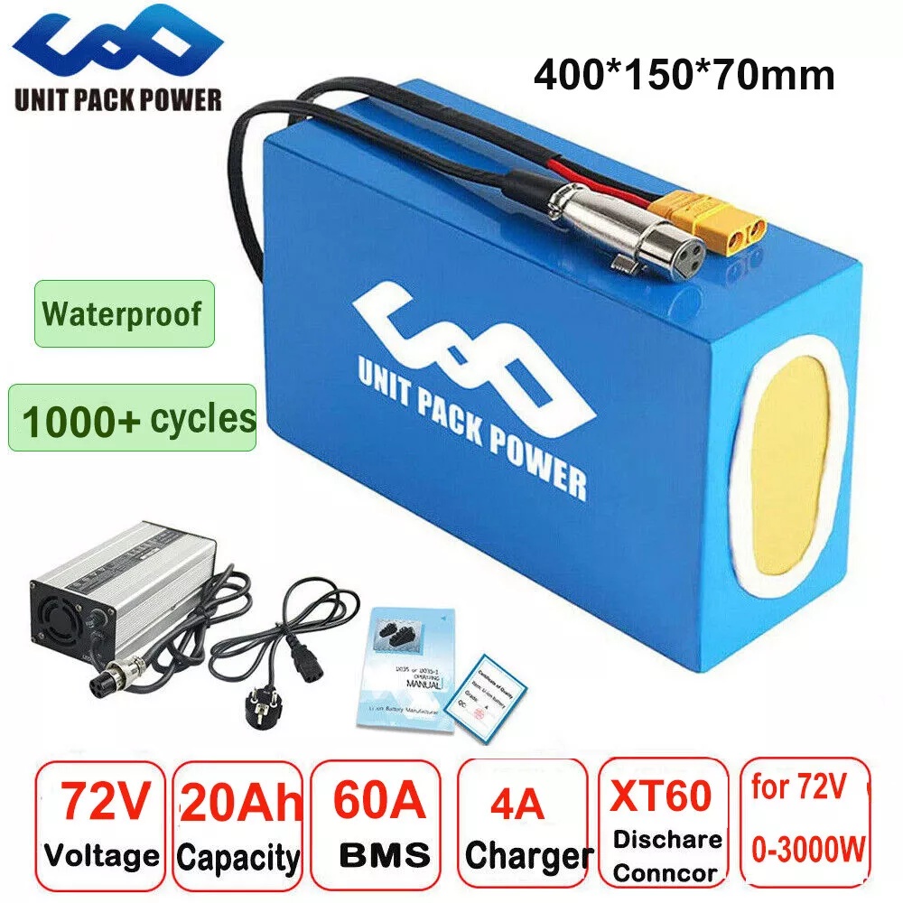 Electric Bicycle Battery 72V 30Ah - 72V 40AH 電動自転車用バッテリーパック。21700セルを使用。電動スクーター用。1000W、1500W、1800W、2000W、2500W、3000Wに対応。