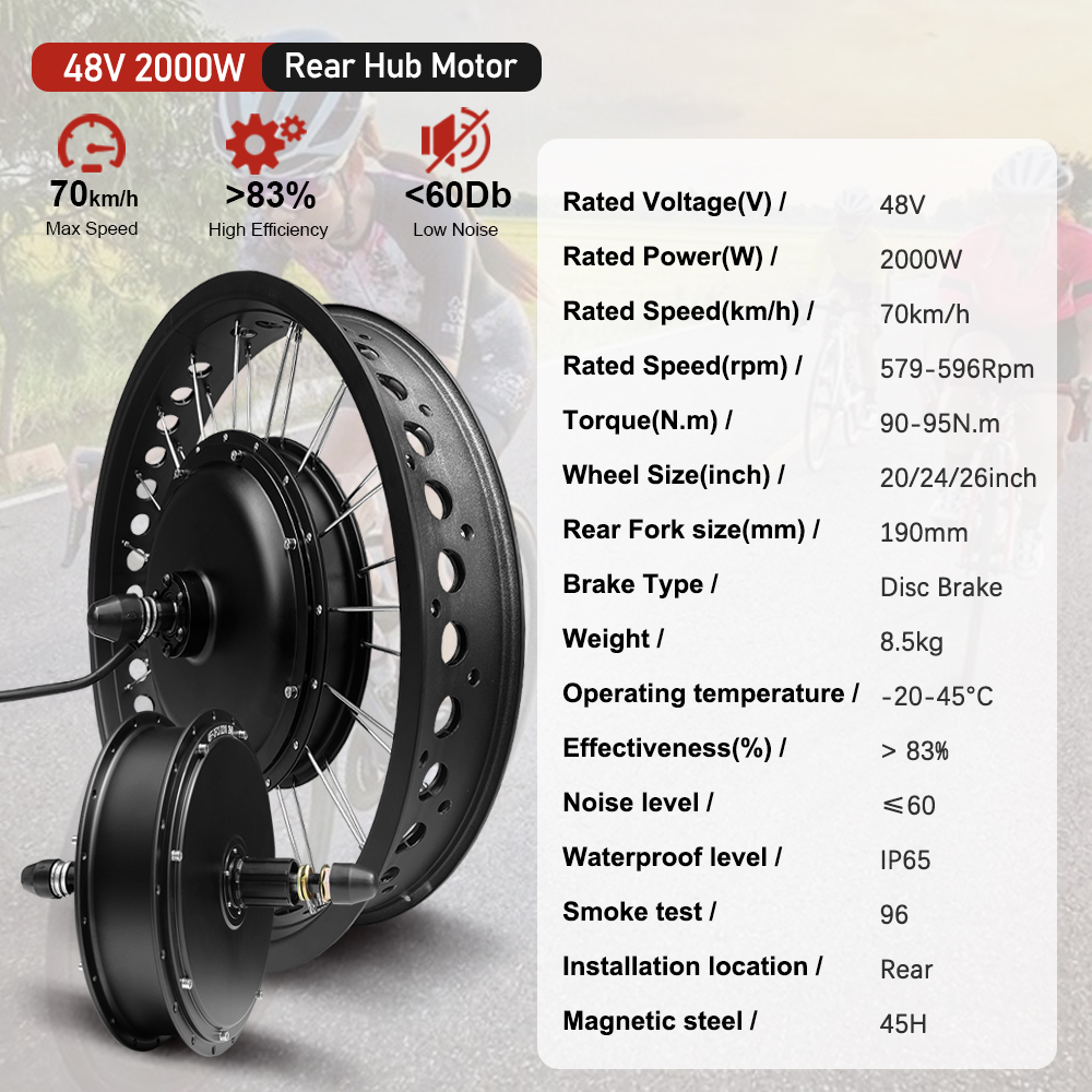 48V2000W電動ファットバイクモーターキット4.0タイヤ - 72V 5000W Hub Motor Kit のレビューと価格